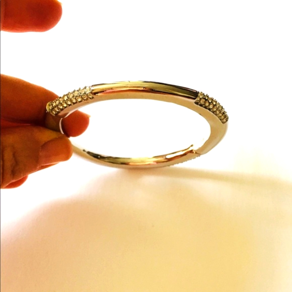 Silver and Crystal Accent Stretch Bangle - Picture 1 of 3